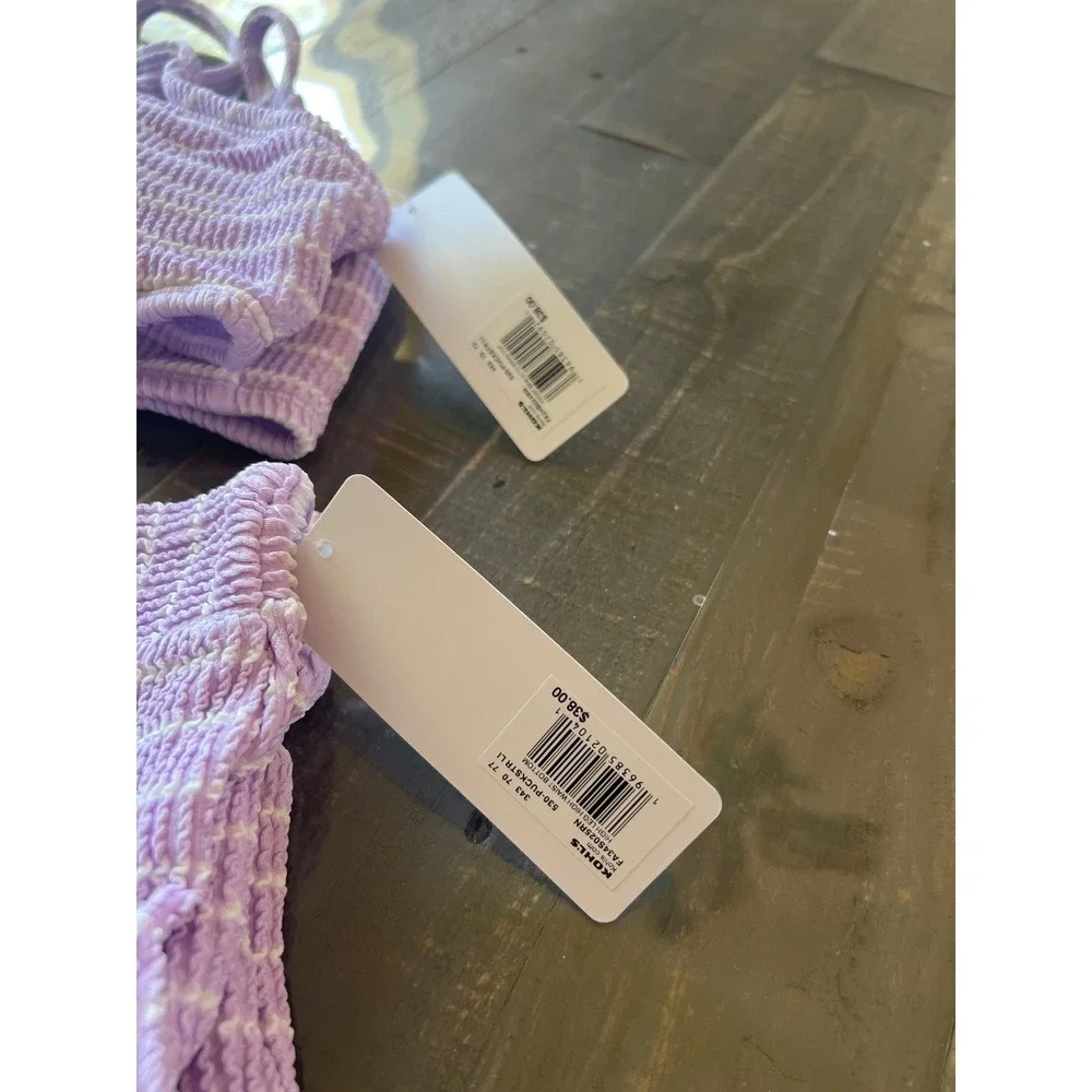 Freshwater Ribbed Bralette Top High Waisted‎ Bikini Size XXL (20) NWT Lilac